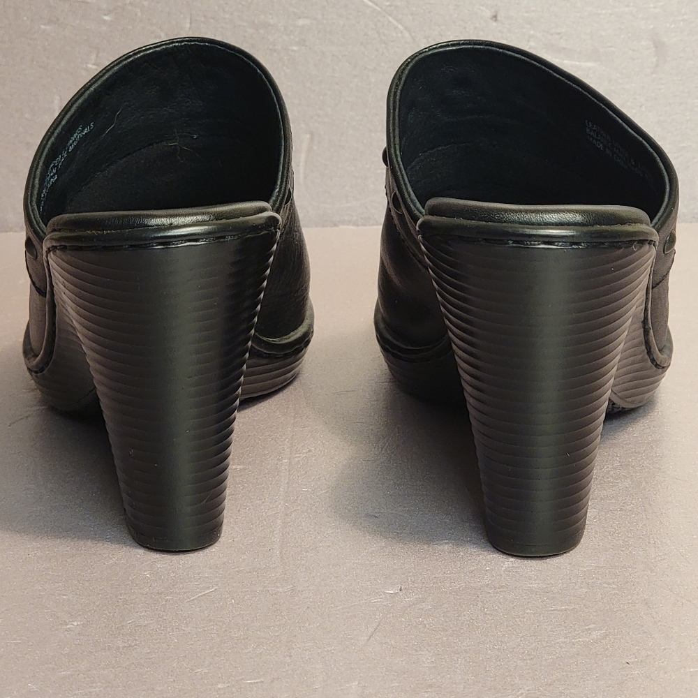 BORN WOMENS 8M Black Leather Clogs - Picture 5 of 7